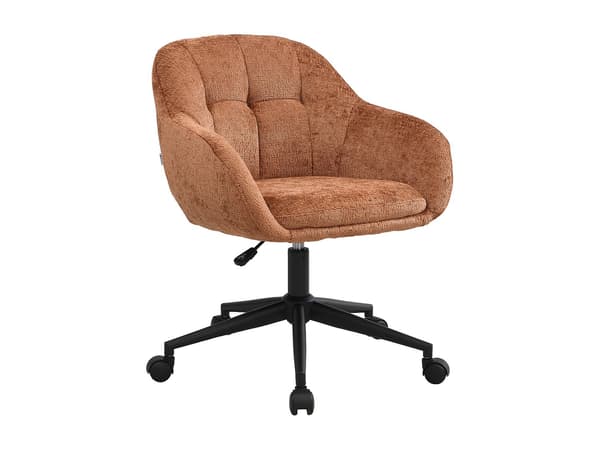 Vente-unique - Kontorsstol - Texturerat tyg - Terrakotta - Justerbar höjd - LASSANDRA