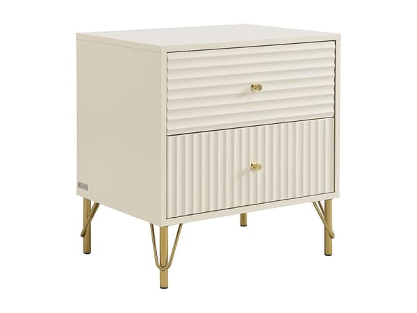 Vente-unique - Sängbord med 2 lådor - Beige - LOUREO