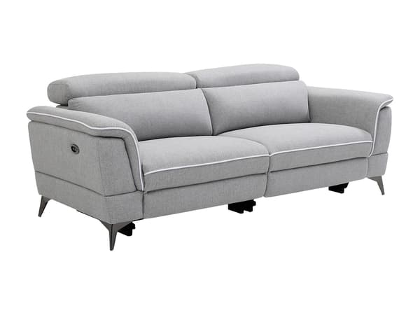 Vente-unique - MACARI 3-sits elektrisk vilsoffa i grått tyg