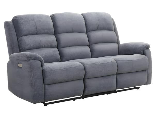 Vente-unique - Elektriska reclinersoffor 3-sits och 2-sits i grått tyg NEVERS