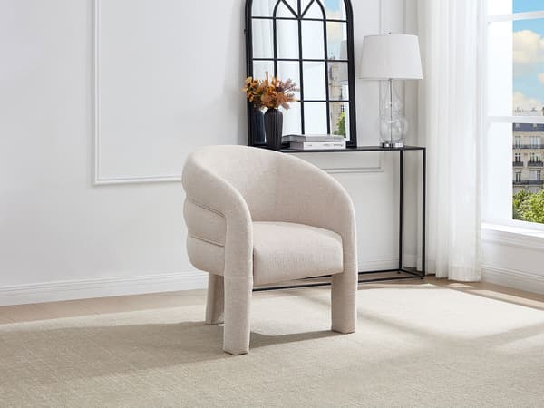 Vente-unique - ZELUVA beige texturerat tygfåtölj från Maison Céphy
