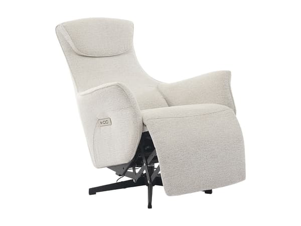 Vente-unique - TASEMO elektrisk fåtölj med vilstol i beige texturerat tyg