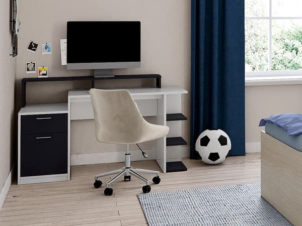 Vente-unique - MASURIE kontorsstol - Sammet - Beige - Justerbar höjd