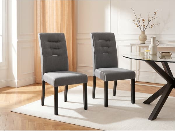 Vente-unique - Set med 2 stolar i tyg och gummiträ - Grå - GABELLE