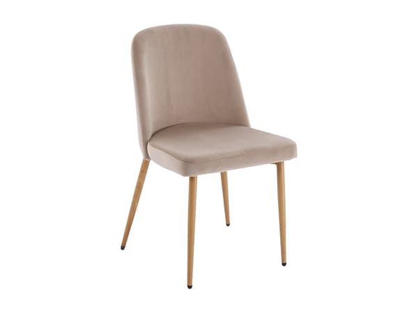 Vente-unique - Set med 2 stolar i sammet och metall med träeffekt - Beige - MINAGRI