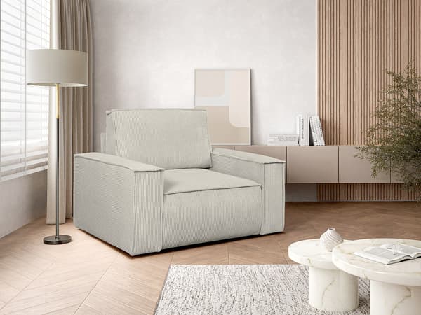 Vente-unique - AMELIA beige manchesterfåtölj