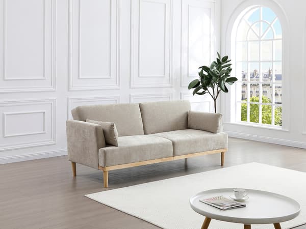 Vente-unique - 3-sits bäddsoffa click-clack i beige tyg AMBRILO