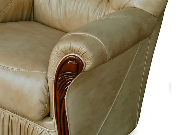Vente-unique - 3-sits soffa 100% buffelläder beige DAPHNE