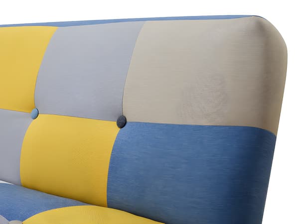 Vente-unique - MARDAG 3-sits klick-klack bäddsoffa i tyg - Grå, blå, gul patchwork