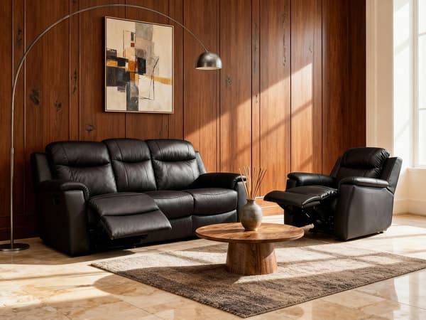 Vente-unique - 3-sits reclinersoffa i läder svart EVASION