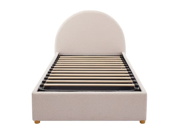 Vente-unique - Säng med förvaring 90 x 200 cm - Bouclé-tyg - Crème - LIRIMO