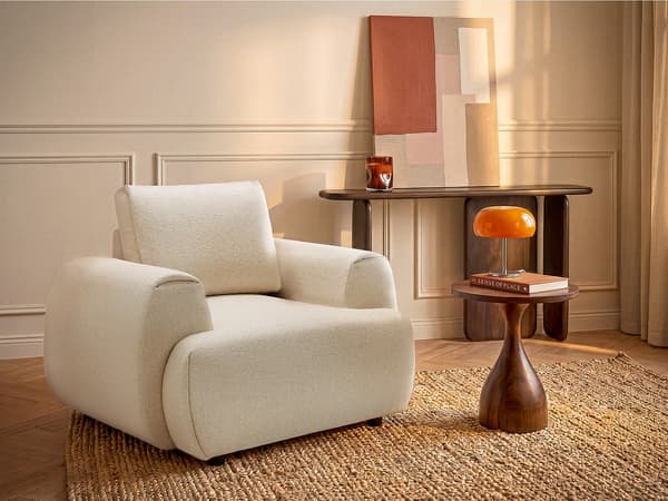 Vente-unique - Fåtölj i melerat tyg - Beige MONELIA