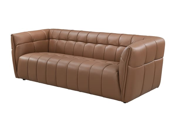 Vente-unique - 3-sits soffa i kamelbrunt buffelläder DUGORI