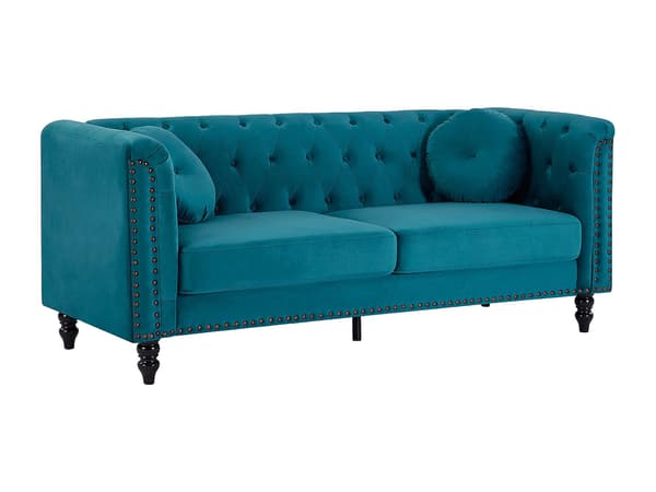 Vente-unique - 3-sits soffa i sammet - Petrolblå - TURNER