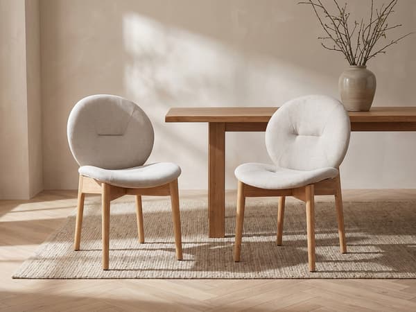 Vente-unique - Set med 2 stolar i tyg med tyg och hemlockträ - Beige - ISADIO