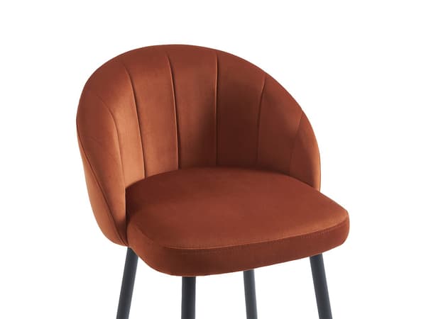 Vente-unique - Set med 2 barstolar i sammet och metall - Terracotta - ELIRAM