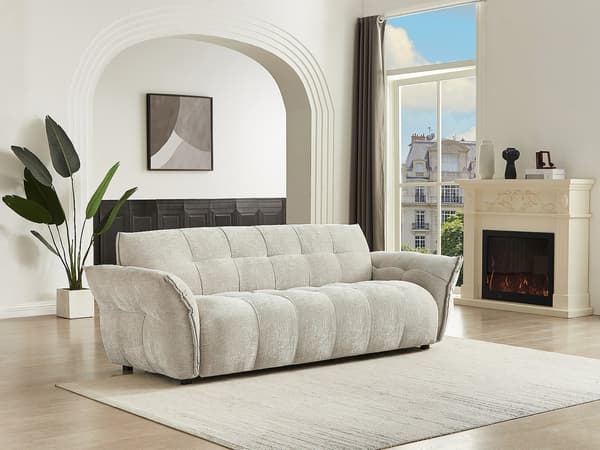 Vente-unique - NAPIZO 3-sitssoffa i beige melerat tyg