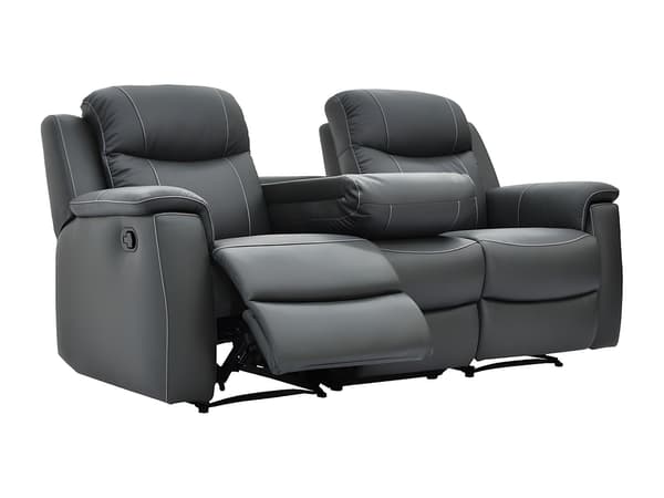 Vente-unique - 3-sits reclinersoffa och 2 fåtöljer i grått läder EVASION