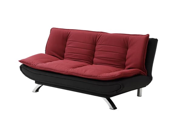 Vente-unique - Bäddsoffa clic-clac i rött och svart tyg DEMIDO