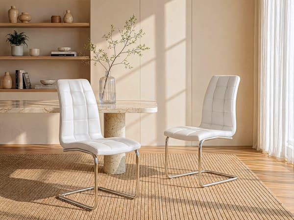 Vente-unique - Set med 2 NADYA stolar - Konstläder - Vit