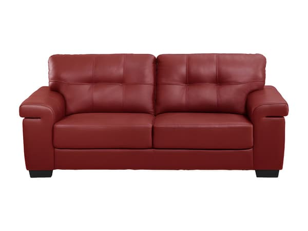 Vente-unique - 3-sits och 2-sits lädersoffor HAZEL - Röd