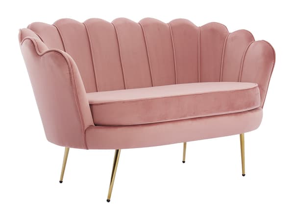 Vente-unique - 2-sits snäcksoffa i rosa sammet DANDELION
