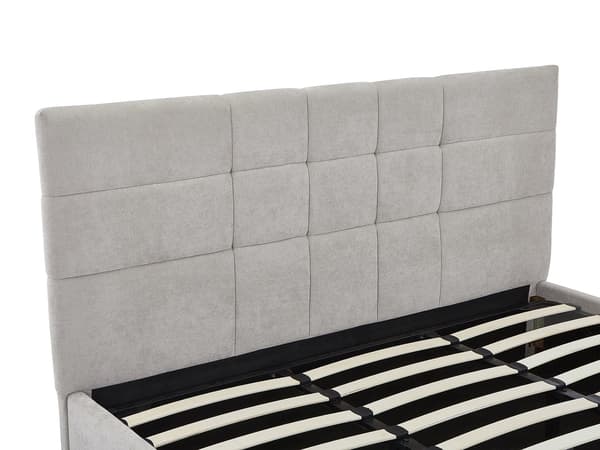 Vente-unique - Sängram med förvaring 200 x 200 cm - Tyg - Grå - HOPEYA