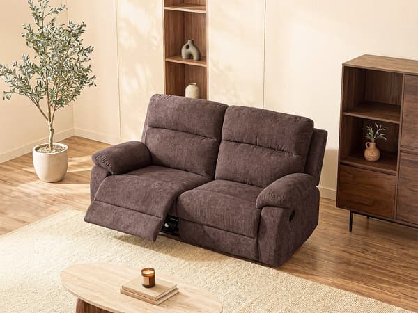 Vente-unique - 2-sitsig reclinersoffa i tyg TOLZANO - brun