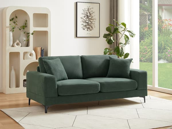 Vente-unique - 2-sits soffa i texturerat grönt tyg JAMOLO