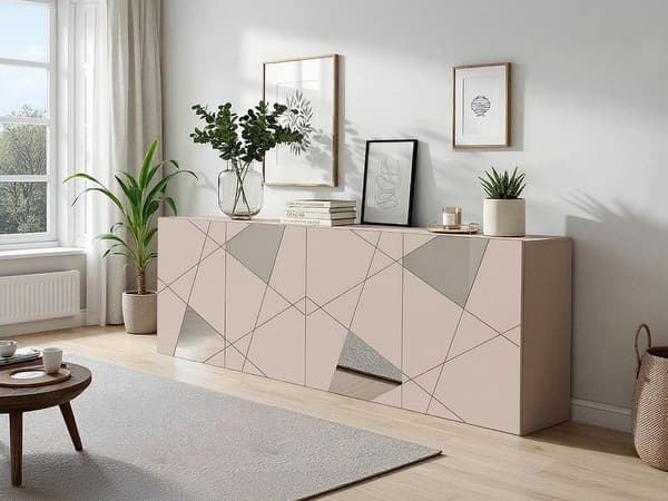Vente-unique - Skänk med 4 dörrar - Beige - CANTIANO