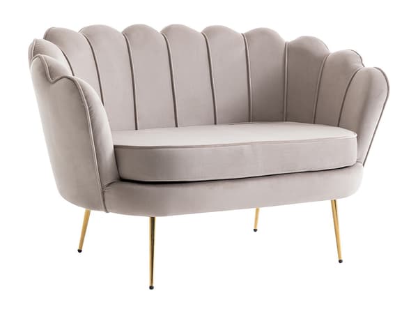 Vente-unique - Snäckformad 2-sitssoffa taupe sammet DANDELION