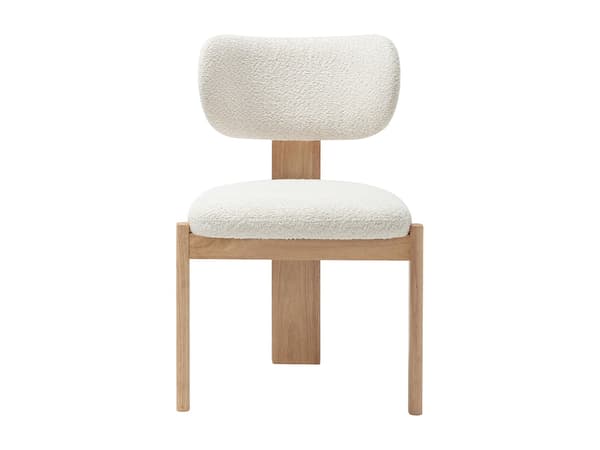 Vente-unique - Set om 6 stolar vit bouclétyg och gummiträd WILANA