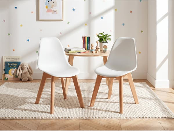 Vente-unique - Set med 2 barnstolar i polypropylen och bok - Vit - LILINOU
