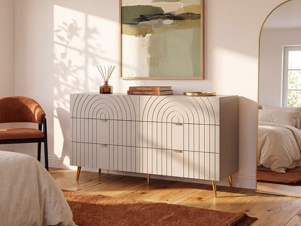 Vente-unique - Byrå 6 lådfack - Beige - NORSIM