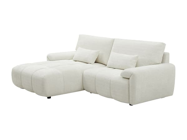 Vente-unique - Vänstervänd soffa i cremevit chenilletyg ANELKO