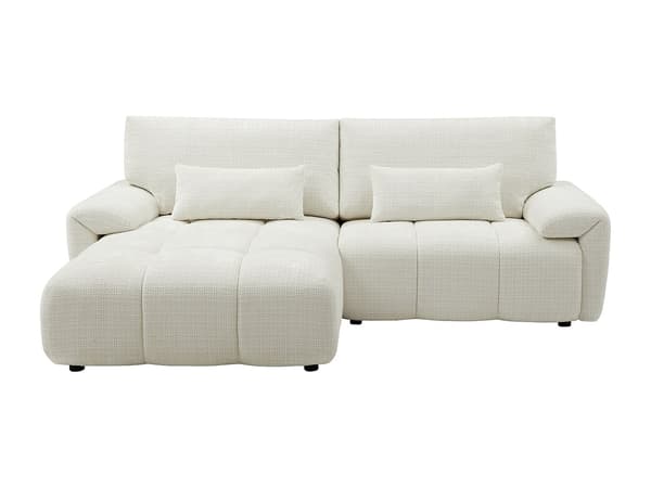 Vente-unique - Vänstervänd soffa i cremevit chenilletyg ANELKO