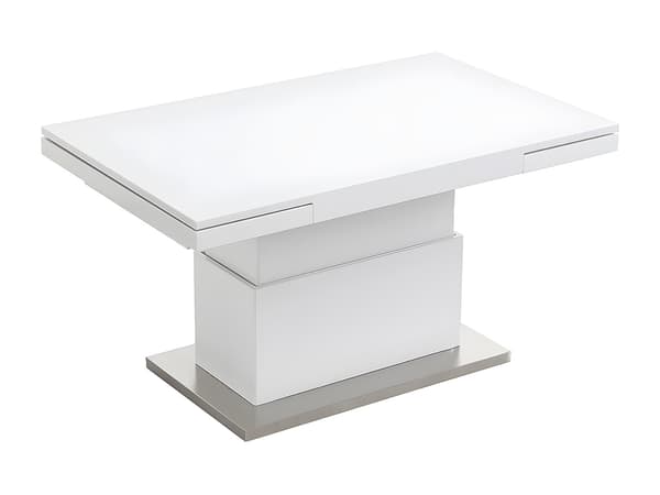 Vente-unique - Förlängnings- och höjbar bord LAURIA - 2 i 1 - lackerad MDF - Vit