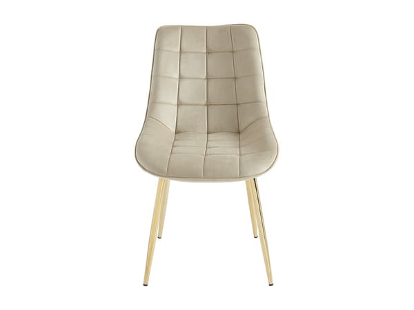 Vente-unique - Set med 2 vadderade stolar i sammet och guldmetall - Beige - OLLUA