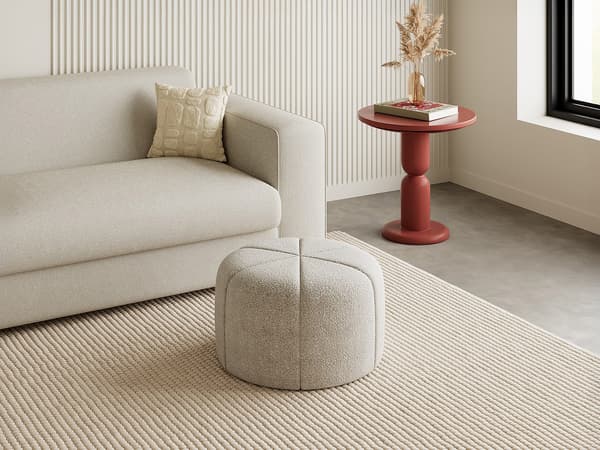 Vente-unique - Puff i krämfärgad bouclé-tyg ZOFIRA