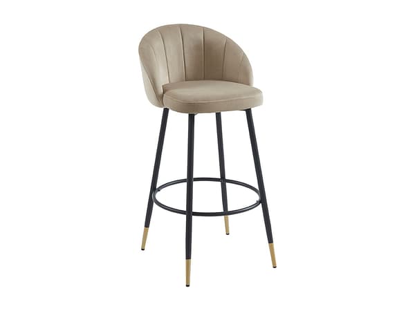 Vente-unique - Set med 2 barstolar i sammet och metall - Beige - ELIRAM