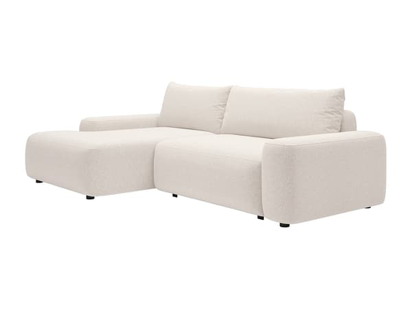 Vente-unique - Hörnbäddsoffa vänsterställd i krämvit texturerat tyg DAVISO