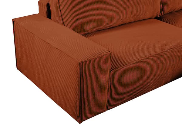 Vente-unique - Högervänd hörnbäddsoffa i terrakotta manchester AMELIA