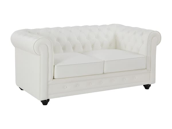 Vente-unique - 2-sits soffa i buffelläder CHESTERFIELD – Vit