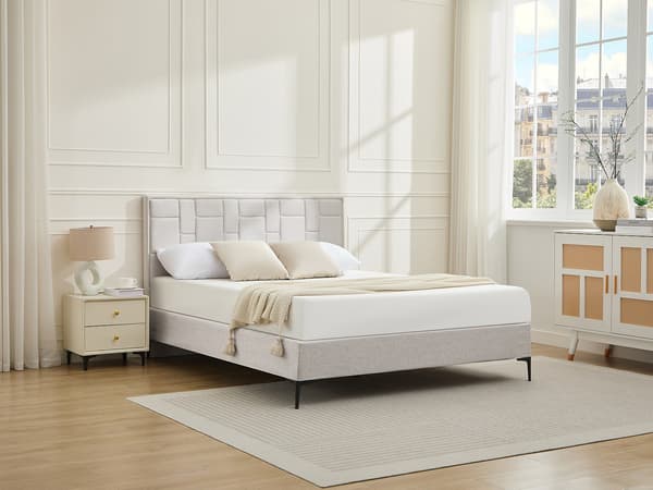 Vente-unique - 160cm Sänggavel - Sammet - Beige - HERMINE