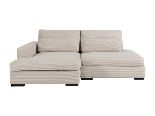 Vente-unique - Vänstervänd hörnsoffa, bäddsoffa, beige manchester SELIORA