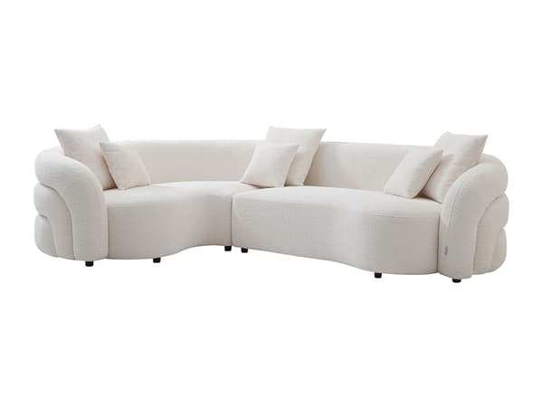 Vente-unique - Vänstervänd soffa i vit bouclé-tyg LAPIOTA från Maison Céphy