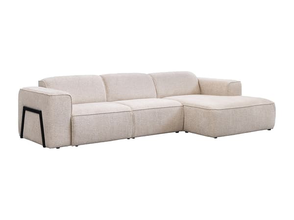 Vente-unique - Högervänd hörnsoffa i melerat tyg - Beige TEJAMI