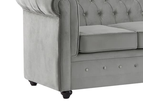 Vente-unique - 3-sitssoffa ljusgrå sammet CHESTERFIELD