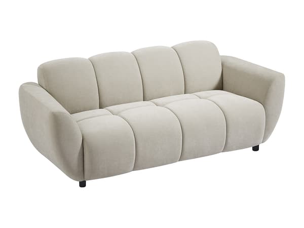 Vente-unique - JULORI 3-sitssoffa i beige tyg med quiltad effekt