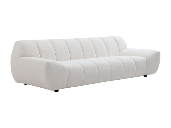 Vente-unique - 3-sitsigsoffa i vit bouclétyg SORIELI